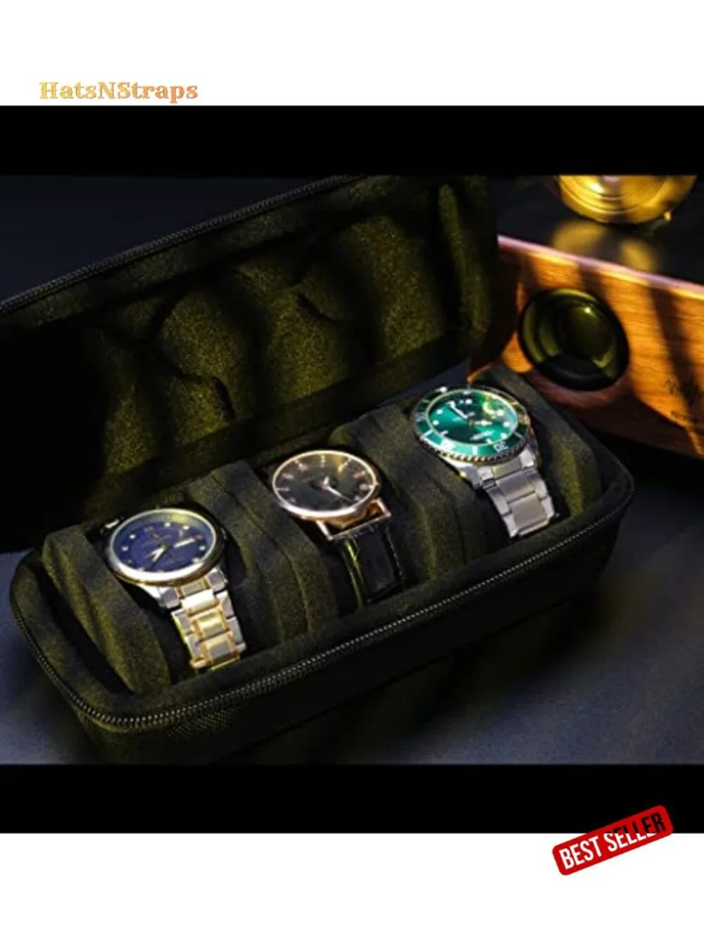 3 Slot Hard Watch Travel Case with Anti-Move Pillows, Storage Organizer